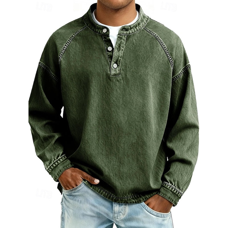 Logan | Long Sleeve Henley Shirt