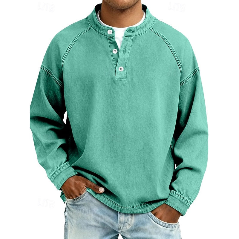Logan | Long Sleeve Henley Shirt