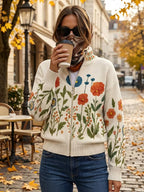 Harper | Floral Zip Up Cardigan