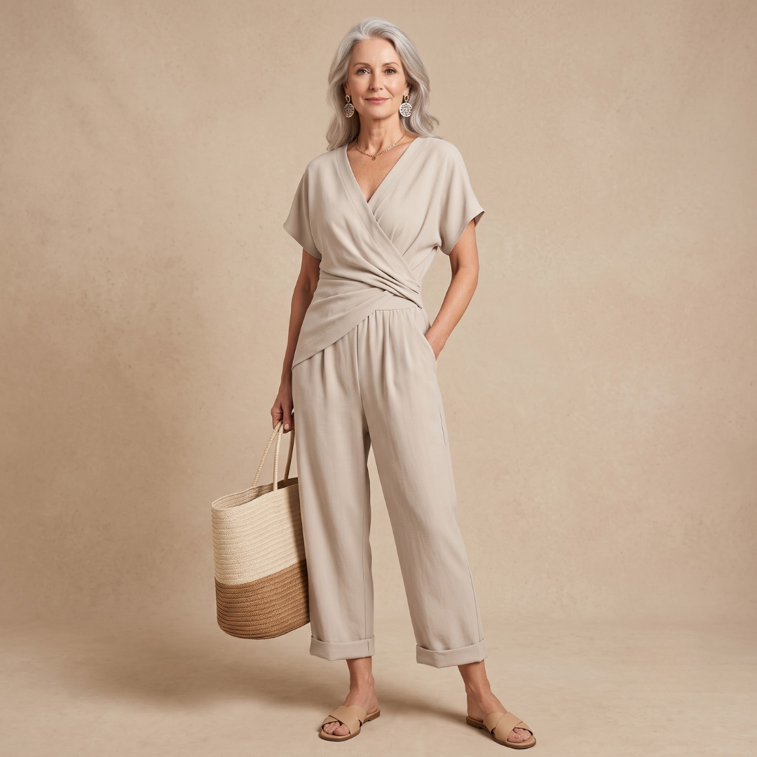 Claudia | V-Neck Wide-Leg Jumpsuit