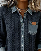 Luna | Blusa con Botones y Patrón de Cable