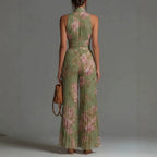 Sofia - Pleated Floral Chiffon Jumpsuit