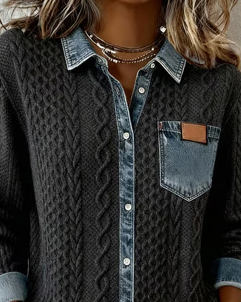 Luna | Blusa con Botones y Patrón de Cable