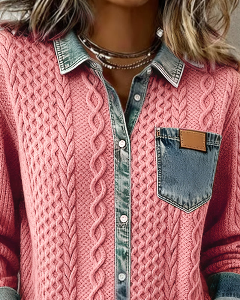 Luna | Blusa con Botones y Patrón de Cable