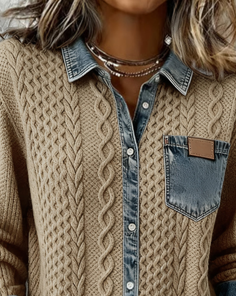 Luna | Blusa con Botones y Patrón de Cable