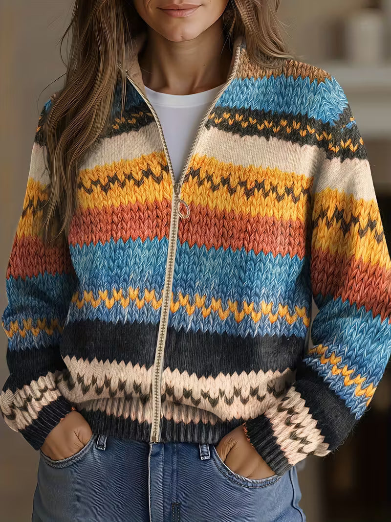 Avery | Multicolor Striped Knit Cardigan