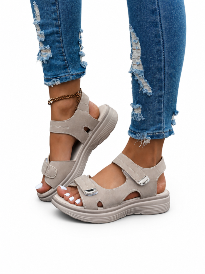 Wedge Sandals - Open Toe & Breathable Upper with Ankle Strap