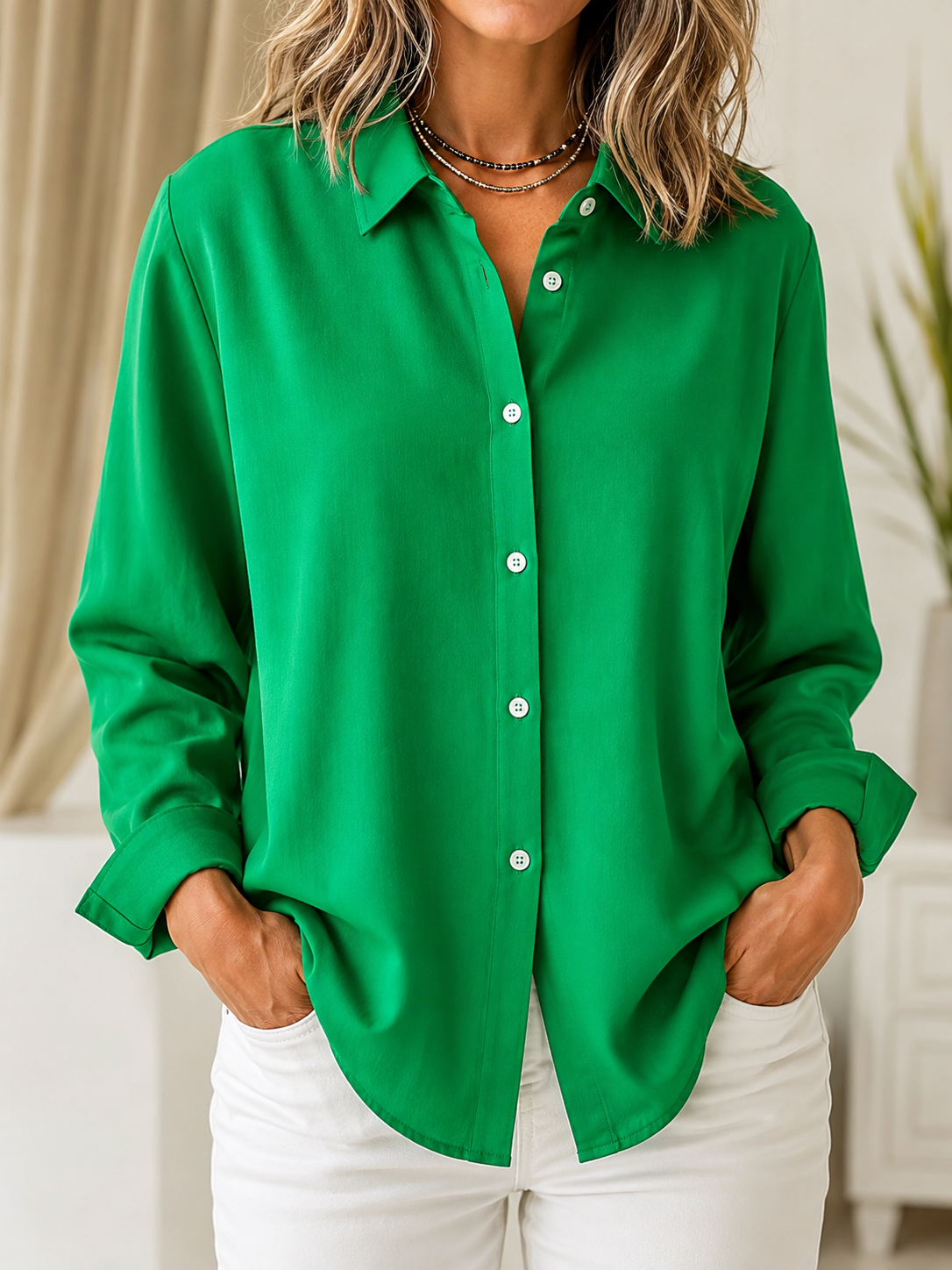 Brooke | Solid Button Front Blouse