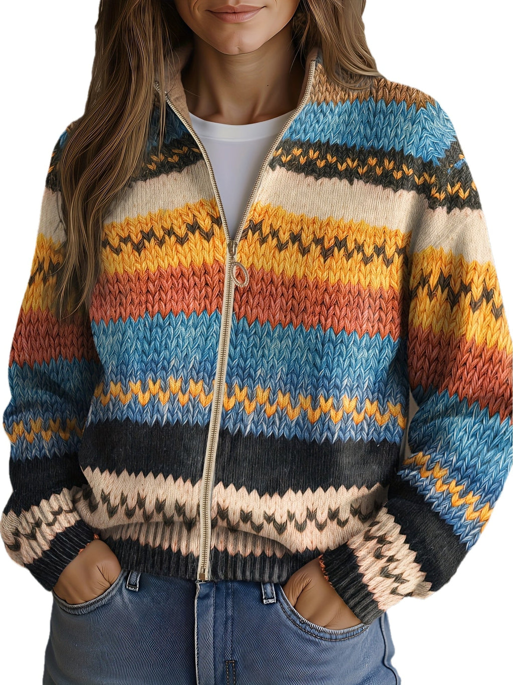 Avery | Multicolor Striped Knit Cardigan