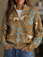Avery | Desert Graphic Zip Cardigan