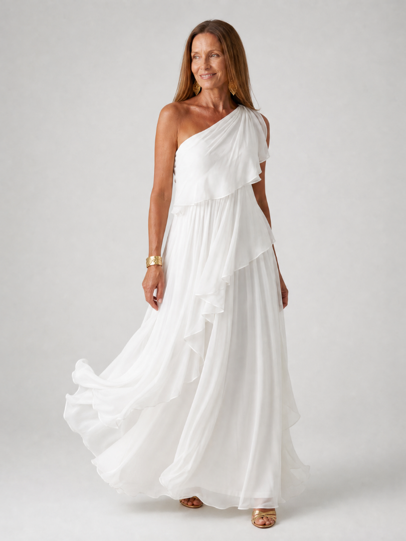 Ela | Vestido largo con volantes en cascada