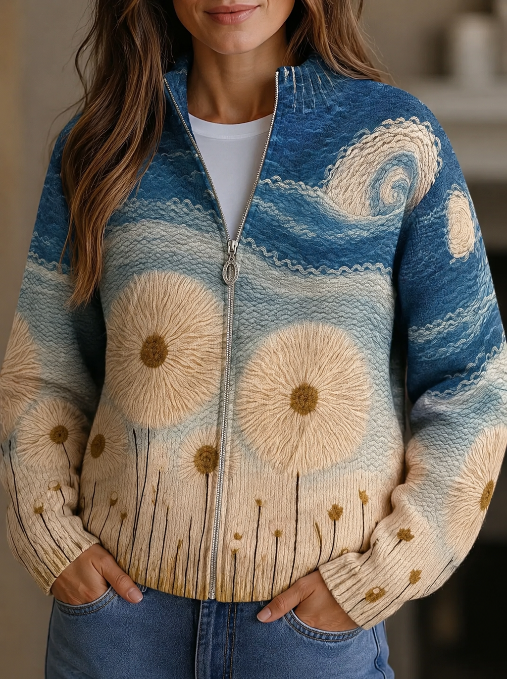 Maya | Quilted Zip Up Cardigan