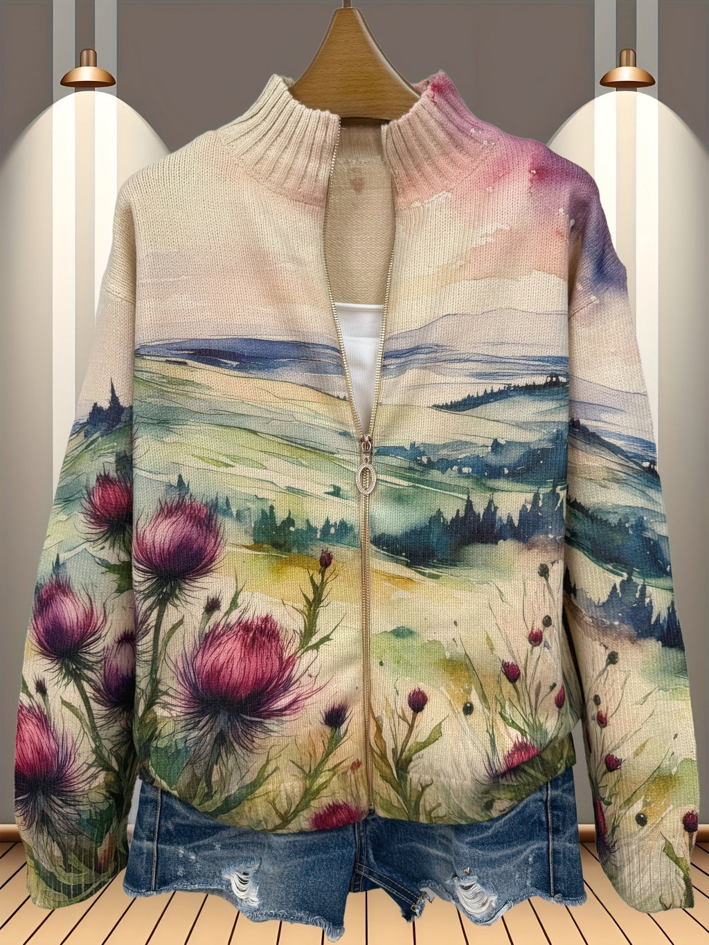 Harper | Floral Zip Up Cardigan