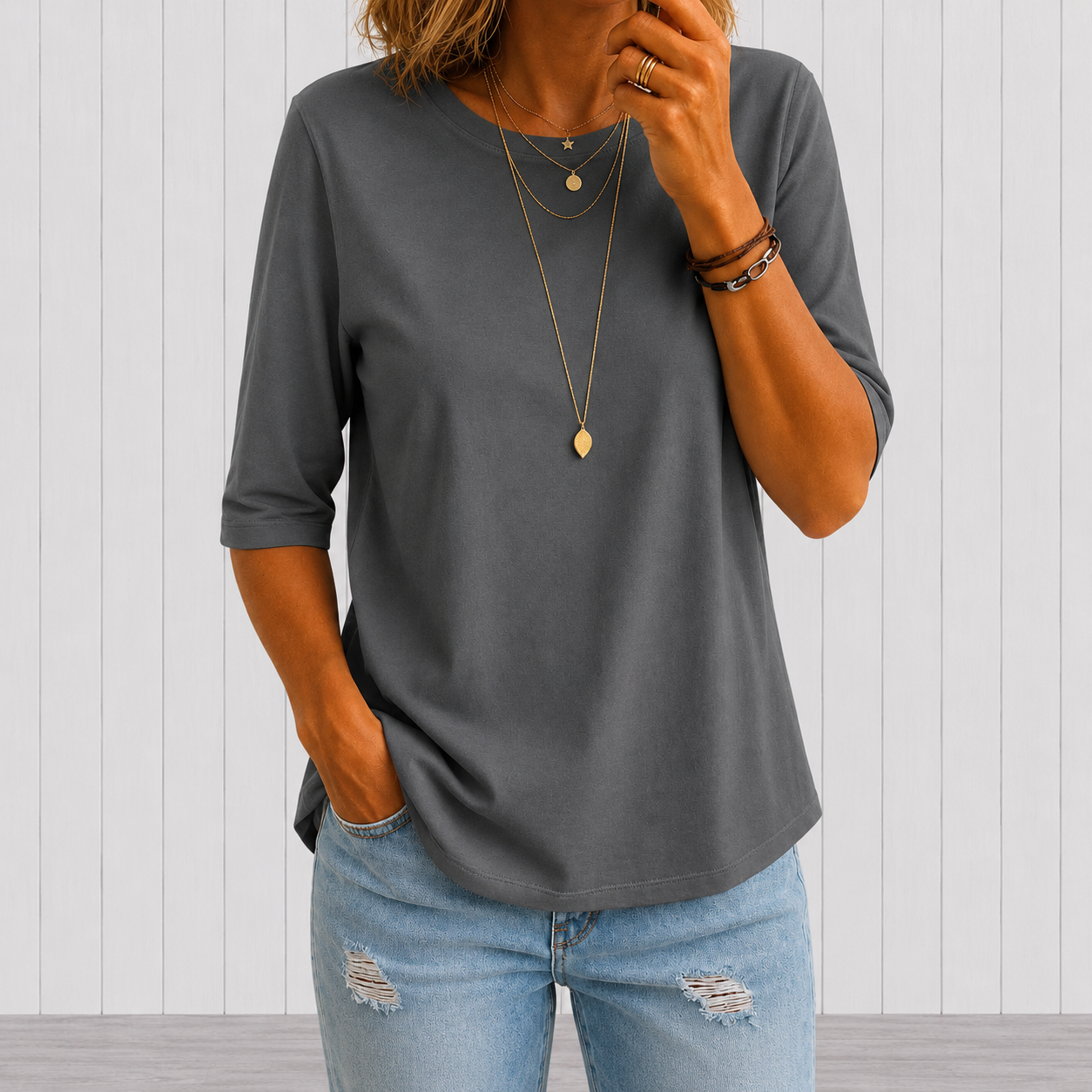 Nora | Relaxed 3/4 Sleeve Top