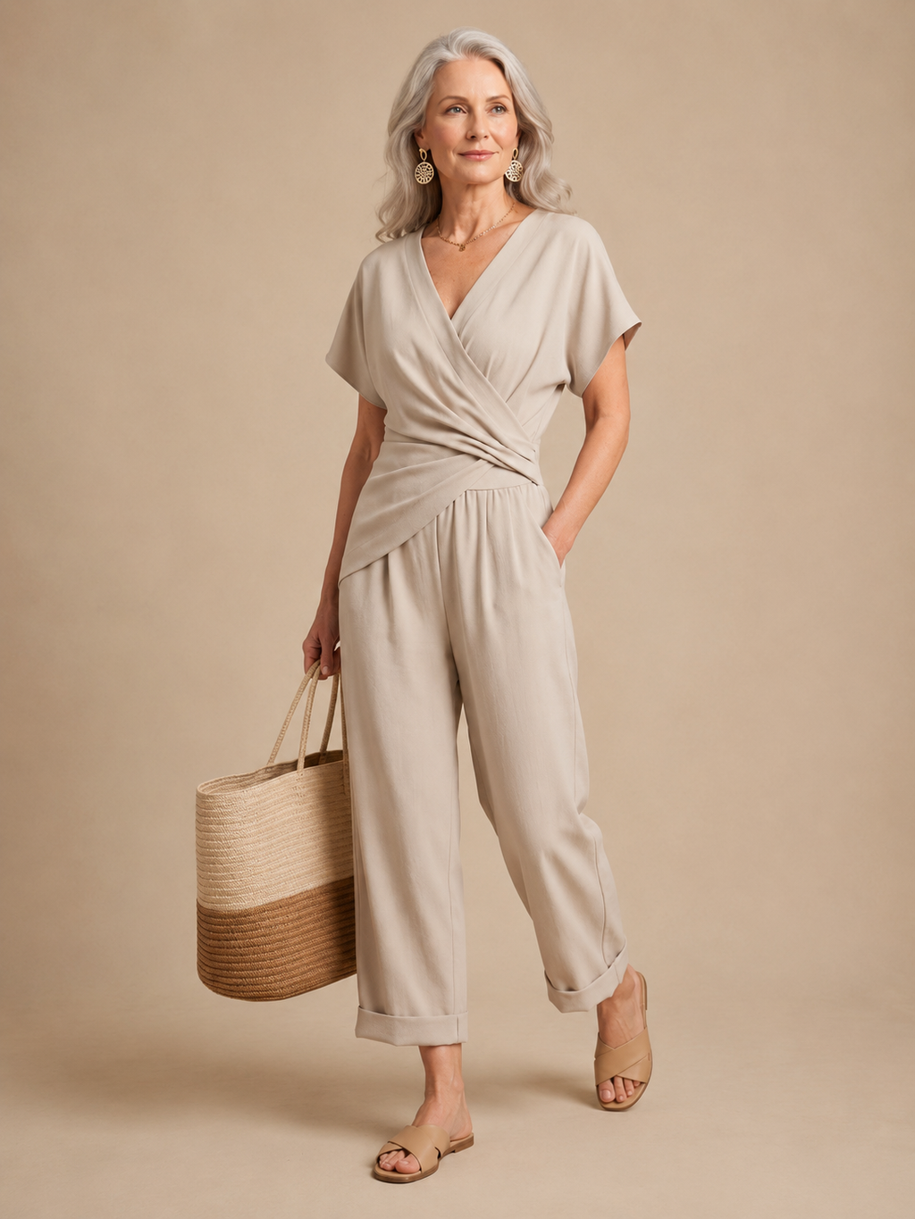 Claudia | V-Neck Wide-Leg Jumpsuit