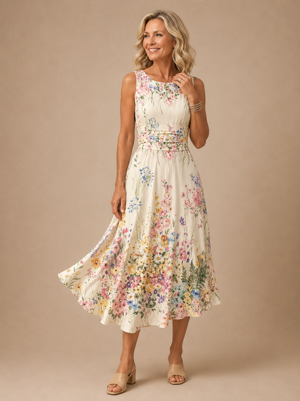Paige | Sleeveless Floral Midi Dress