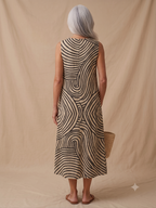 Jade - Women's Sleeveless Printed Beach Midi Dress Loose