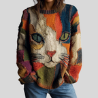 Zaira | Colorful Patchwork Cat Sweater
