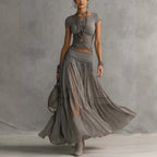 Olivia | Lace-Paneled Skirt Set