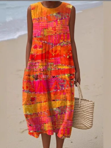 Adelyn | Sleeveless Printed Maxi Dress