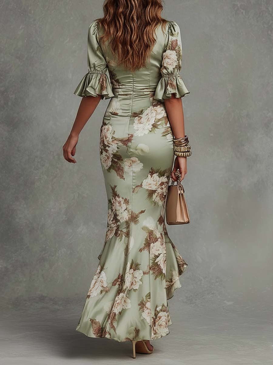 Sage | Bell Sleeves Maxi Dress