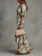 Sage | Bell Sleeves Maxi Dress