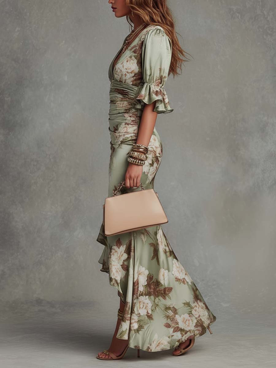 Sage | Bell Sleeves Maxi Dress