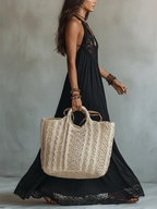 Bohemian Black Sleeveless Lace-Trimmed Maxi Dress