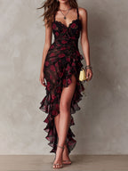 Lowe | Floral Ruched Ruffle Hem Dress