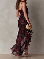 Lowe | Floral Ruched Ruffle Hem Dress