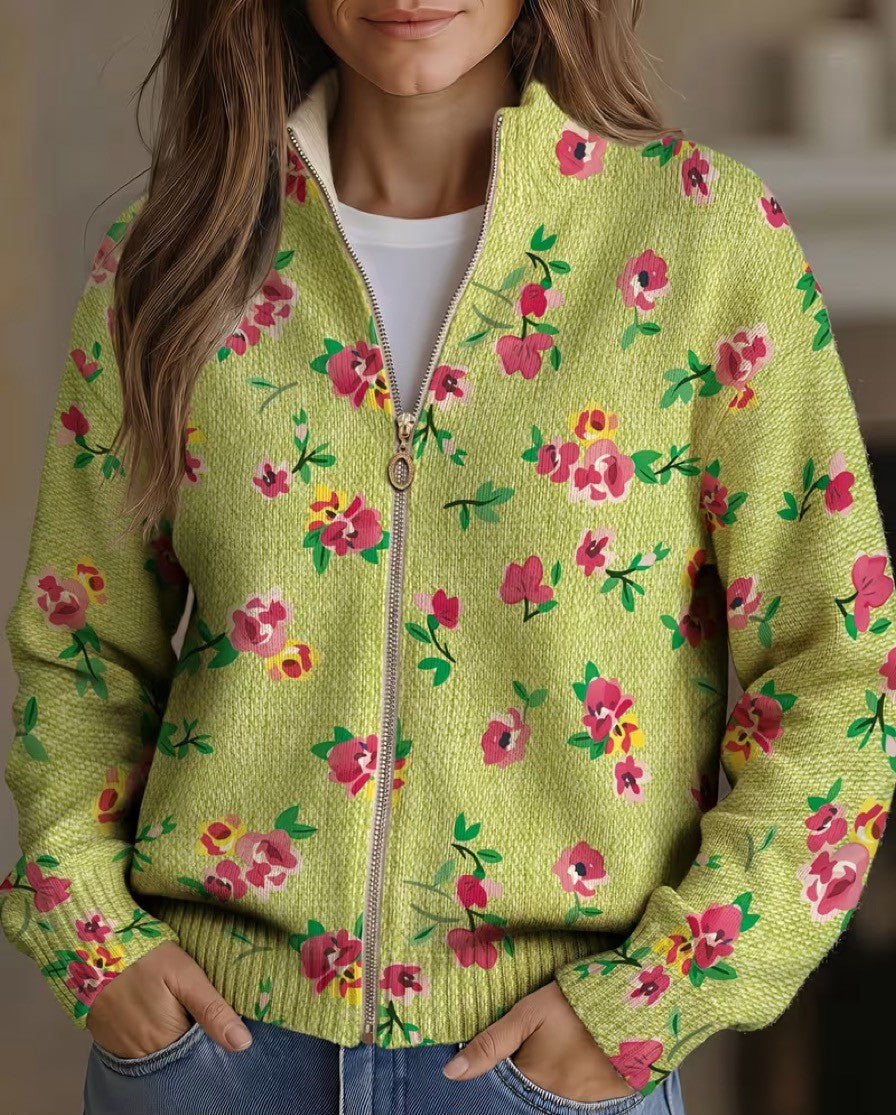 Harper | Pink Floral Zip Cardigan