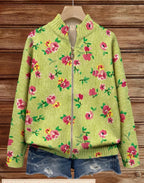 Harper | Pink Floral Zip Cardigan