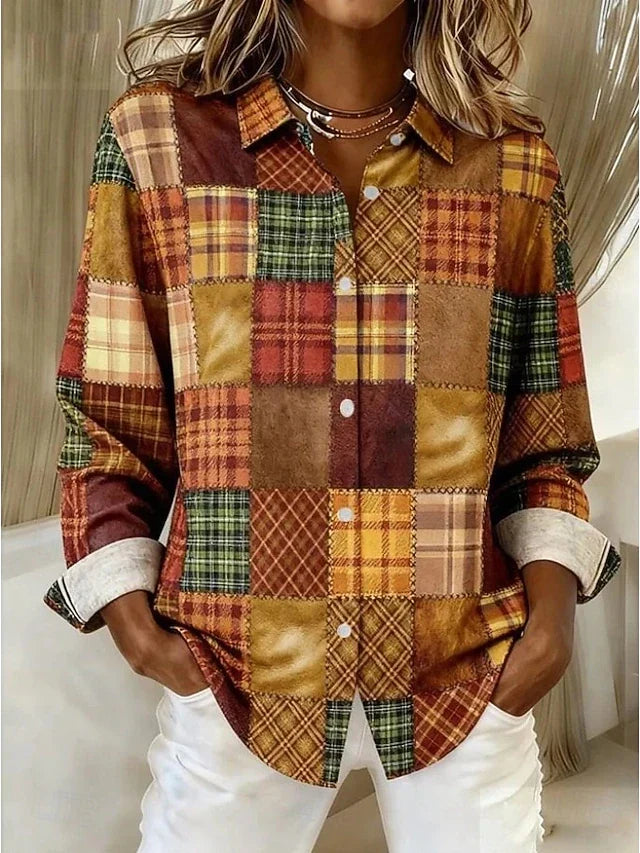 Merritt™ | Vintage Patchwork Button Front Blouse