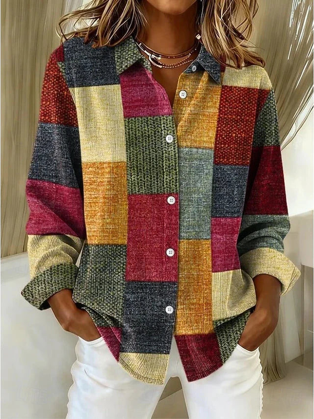 Riley | Patchwork Button Front Blouse
