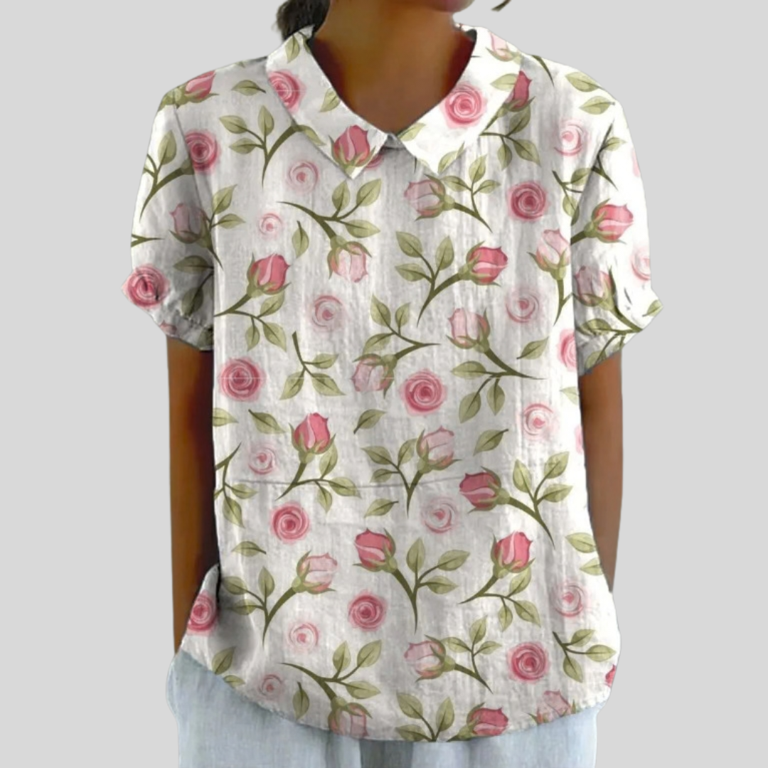 Flora | Floral Print Collared Blouse