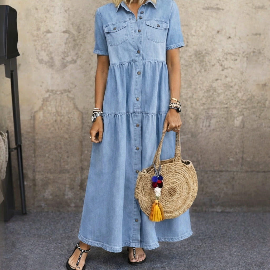 Elizabeth | Button-Front Tiered Maxi Dress