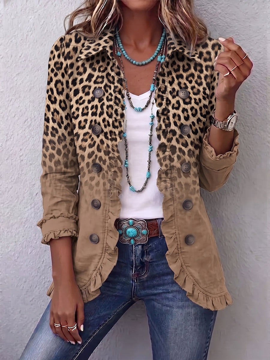 Harper | Leopard Print Ruffle Jacket