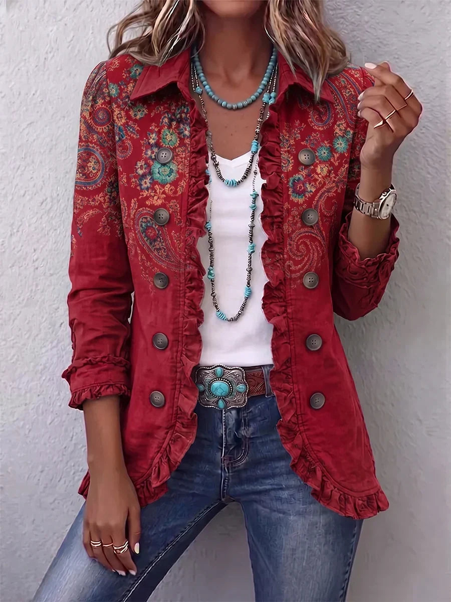 Harper | Boho Paisley Ruffle Jacket