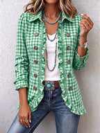 Harper | Gingham Ruffled Jacket