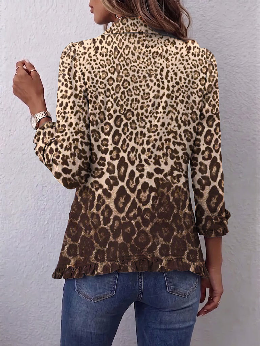 Avery | Leopard Print Ruffle Jacket