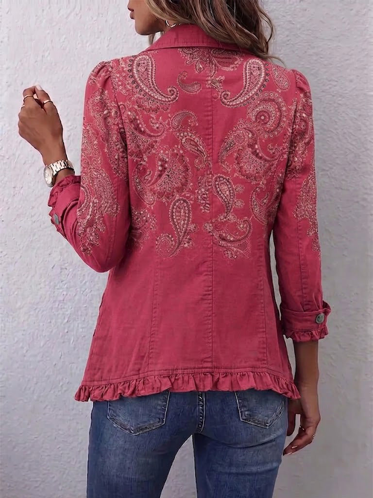 Avery | Paisley Print Ruffle Jacket