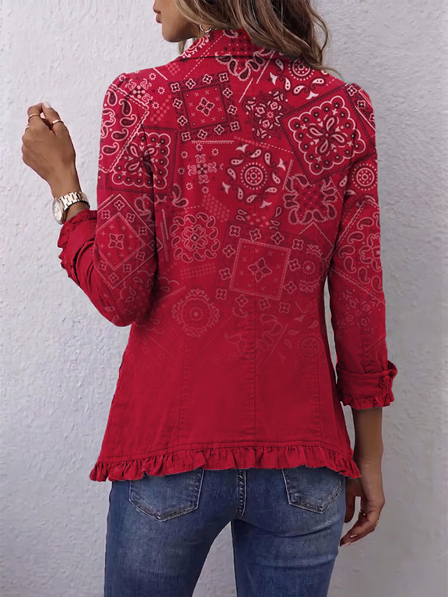 Harper | Boho Paisley Ruffle Jacket