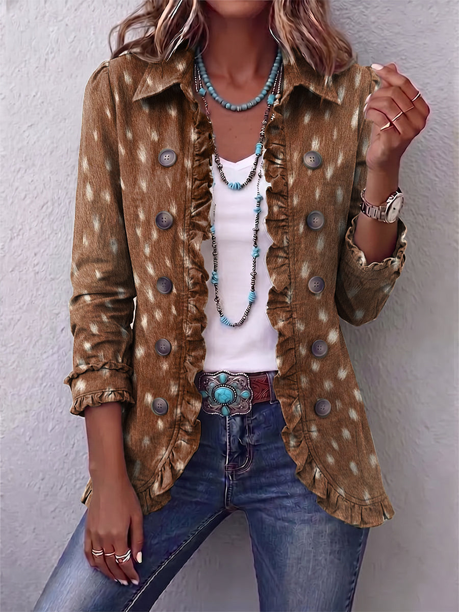 Avery | Animal Print Ruffle Jacket