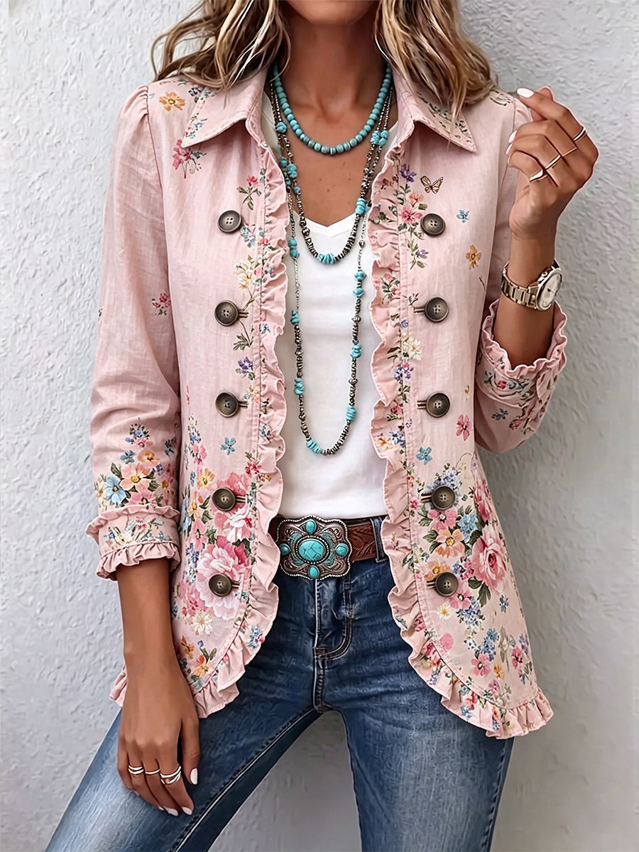 Avery | Floral Button Front Jacket