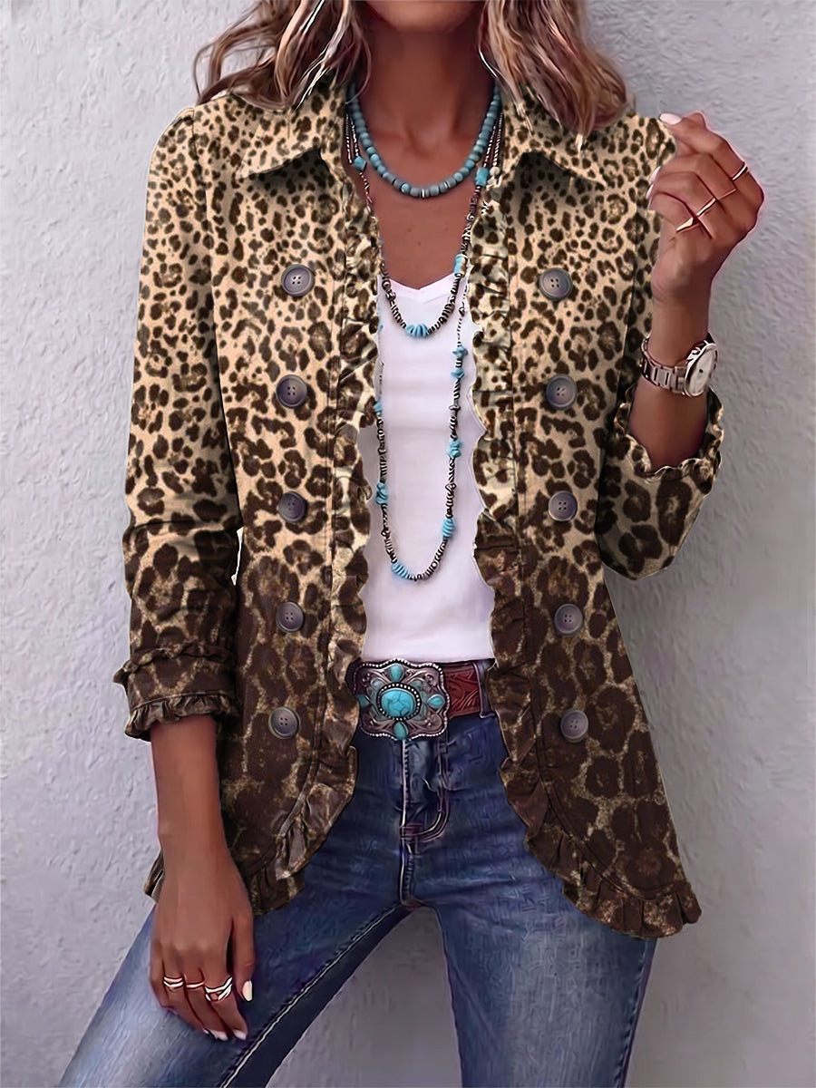 Avery | Leopard Print Ruffle Jacket