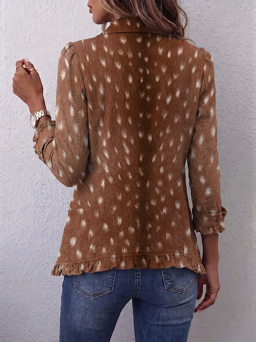 Avery | Animal Print Ruffle Jacket