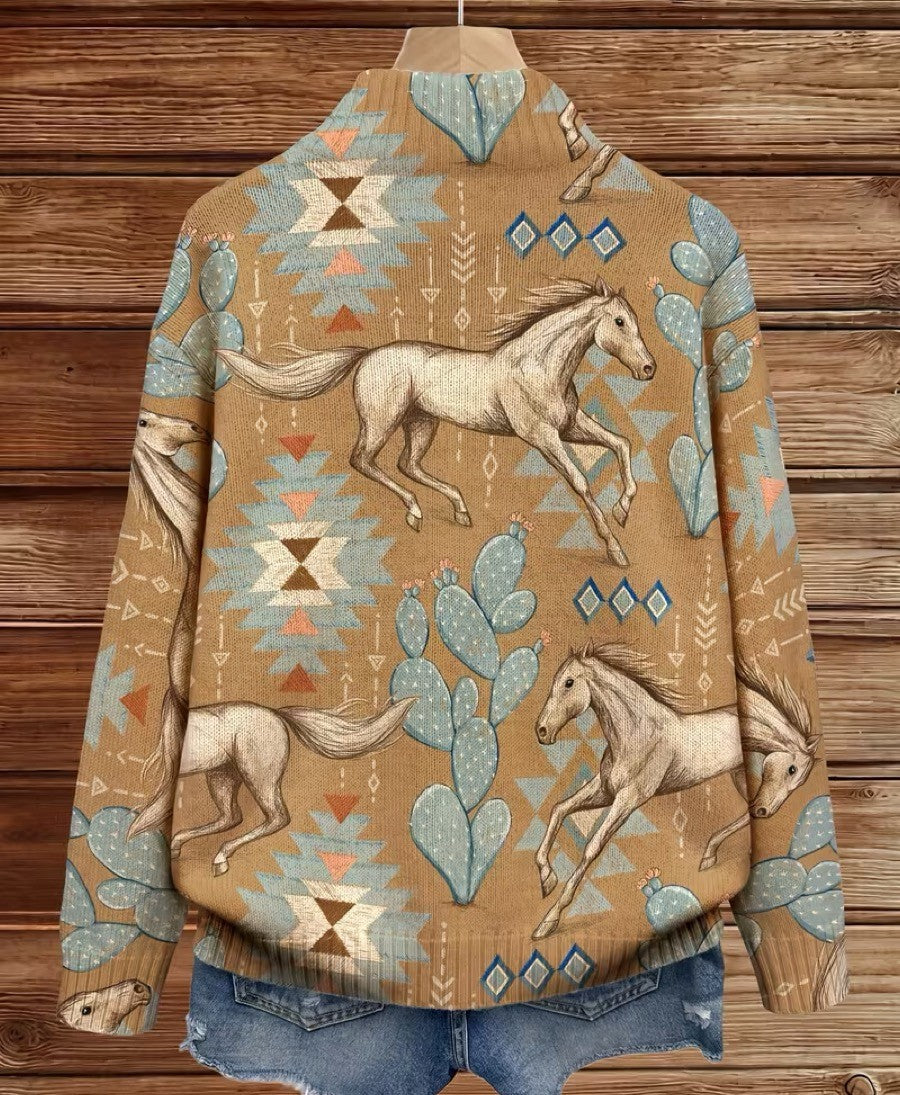Avery | Desert Graphic Zip Cardigan