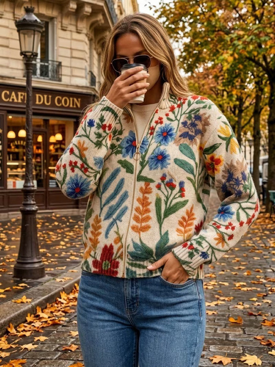 Sadie | Floral Zip Up Cardigan