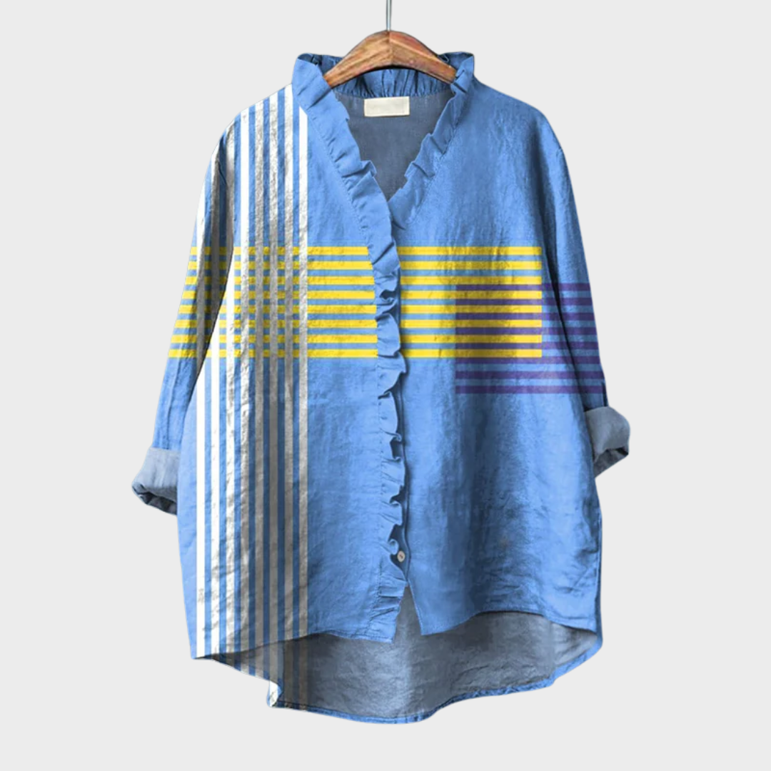 Ava | Ruffle Trim Striped Blouse