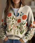 Harper | Floral Zip Up Cardigan